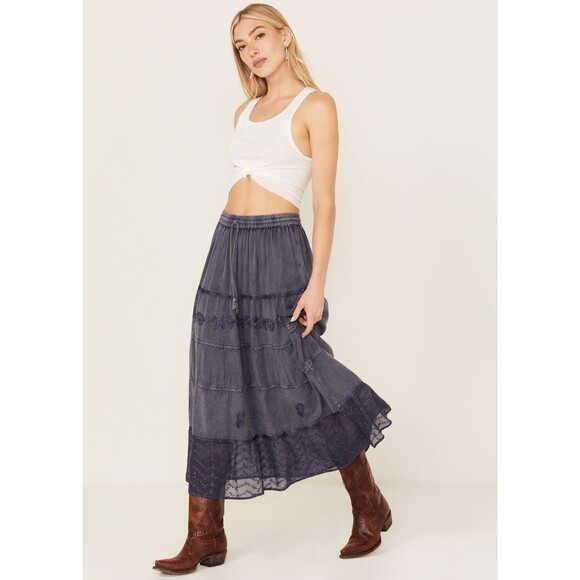 Gunit Women’s Embroidered Midi Skirt Sz L - Picture 1 of 10
